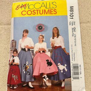 McCall's M 6101 Poodle Skirt Girl Costume Pattern Size 7/8 - 10/12, 14  Uncut